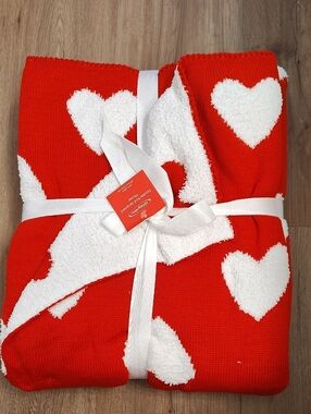 Red Heart Knit Throw Blanket